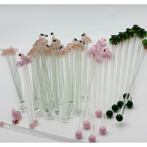 Vintage Blown Glass Swizzle Sticks Tropical Theme Collection Barware MCM RARE - Picture 13 of 13
